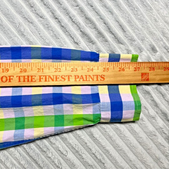 Bixby Nomad Slim Men's Large Tall Button Up Long Sleeved Shirt Blue Green Plaid - Picture 10 of 14